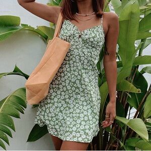 Princess Polly Tasmin Green Floral Mini Dress